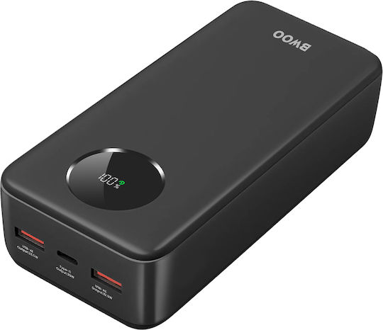 BWOO BO-P64 Power Bank 30000mAh 22.5W με 2 Θύρες USB-A και Θύρα USB-C Μαύρο