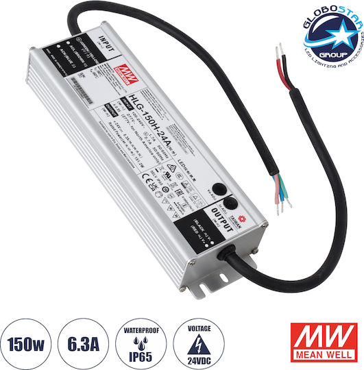 Mean Well Mean Well LED Power Supply Waterproof IP65 Adjustable Dimmable 150W Output 24V 6.3A