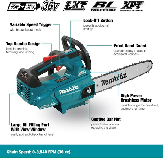 Makita Battery Chainsaw 4x5Ah 18V 3.5kg with Blade 30cm