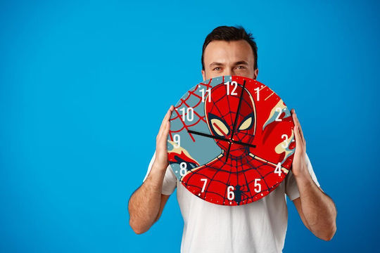 Koupakoupa Παιδικό Ρολόι Τοίχου Spiderman Kid Ξύλινο 30εκ.
