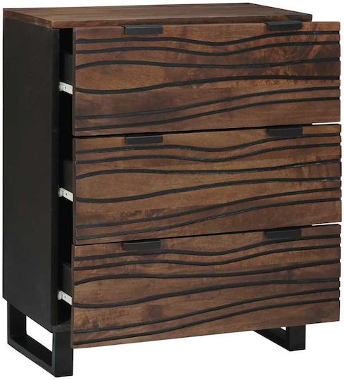 Συρταριέρα Κρεβατοκάμαρας από Μασίφ Ξύλο με 6 συρτάρια Καφέ 60x33.5x75εκ.