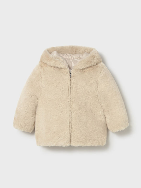 Kids' Quilted Jacket with Hood Beige Skoro