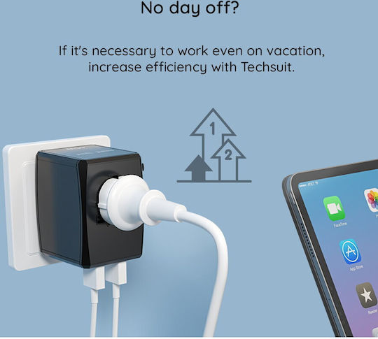 Techsuit Αντάπτορας Πρίζας από Universal σε Universal με 5 Θύρες USB