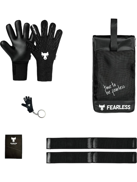 Fearless Goalkeepers Wolf Pro+ Adults & Kids Goalkeeper Gloves Black Onyx Black