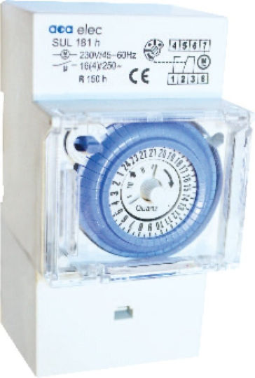Aca Аналогов Хронорелета на Релса Дневен с Резерв 150 часа 16A 230V