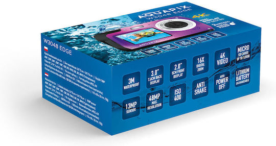 EasyPix Aquapix W3048 Edge Compact Φωτογραφική Μηχανή 13MP με Οθόνη 3" και Ανάλυση Video 2688 x 1520 pixels Μωβ
