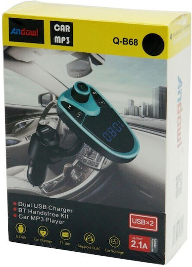Andowl FM Transmitter Αυτοκινήτου Q-B68 mit Bluetooth / USB Schwarz