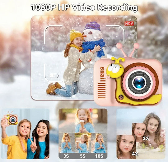 Q2 Snail Compact Φωτογραφική Μηχανή 8MP με Οθόνη 2" Ροζ