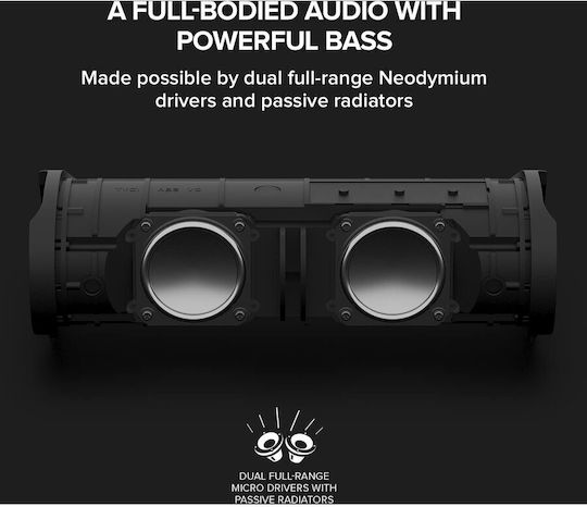 Creative Muvo Go Αδιάβροχο Ηχείο Bluetooth 20W με Διάρκεια Μπαταρίας έως 18 ώρες Μαύρο