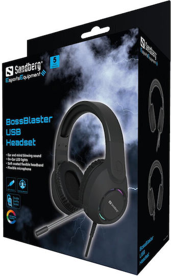 Sandberg Auf dem Ohr Multimedia-Headsets mit Mikrofon und Verbindung USB-A in Schwarz Farbe 126-49
