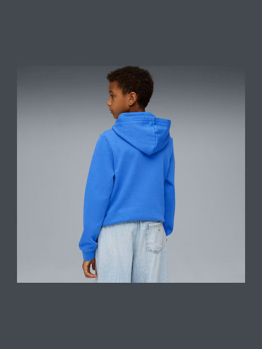 Fleece Παιδικό Φούτερ με Κουκούλα και Τσέπες Μπλε