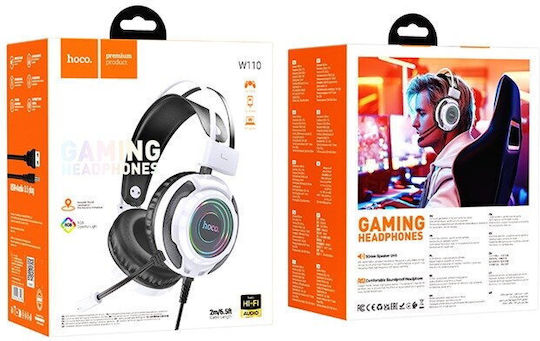 Hoco W110 Over Ear Gaming Headset cu conexiune 3,5mm / USB Alb
