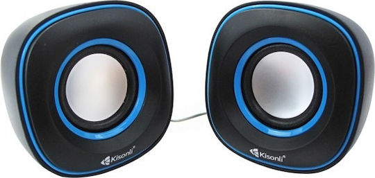 Kisonli V350 2.0 Speakers 6W Blue