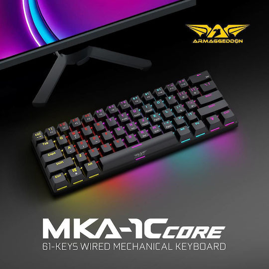 Armaggeddon MKA-7C 2024 Gaming Μηχανικό Πληκτρολόγιο 60% με Custom Red διακόπτες και RGB φωτισμό (Αγγλικό US) Λευκό