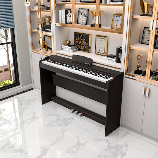 Electric Upright Piano KMDP-105 with 88 Weighted Keys Black