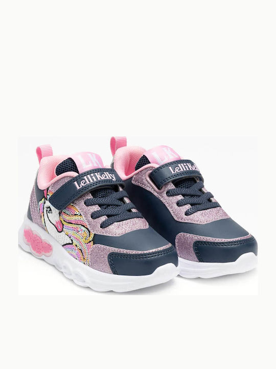Unicorn Kids Sneakers with Scratch & Lights Blue