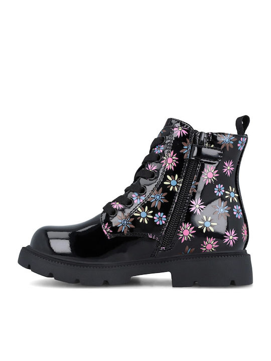 Kids Boots from Patent Leather with Zipper Black