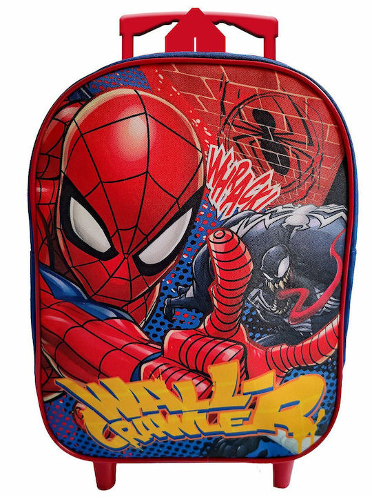 Spiderman Σχολική Τσάντα Τρόλεϊ Νηπιαγωγείου Μπλε