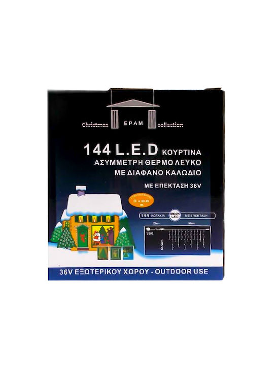 144 Lămpițe LED 3m. x 60buc Alb cald tip Ploaie 1buc