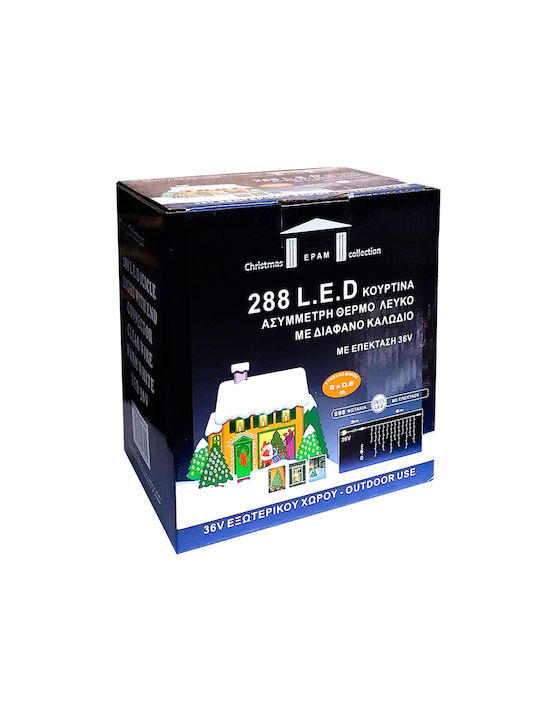 288 Lights LED 6m. x 60cm Warm White type Rain 1pcs