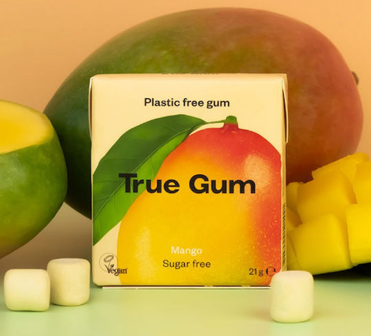 True Gum Chewing gum with Flavor Mango Organic No Added Sugar Vegan 1pcs 21gr