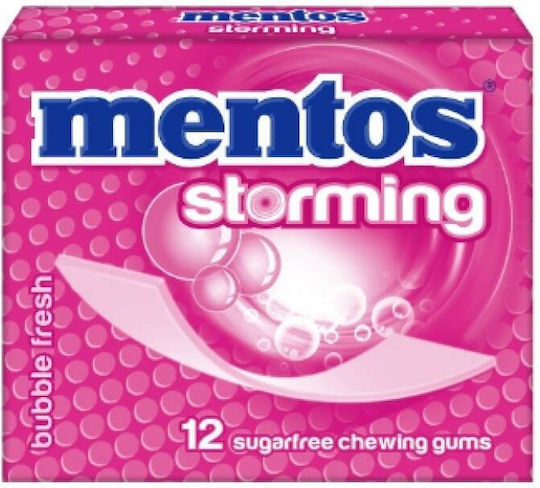 Mentos 12 Τσίχλες Storming με Γεύση Bubble Fresh Χωρίς Προσθήκη Ζάχαρης 33gr