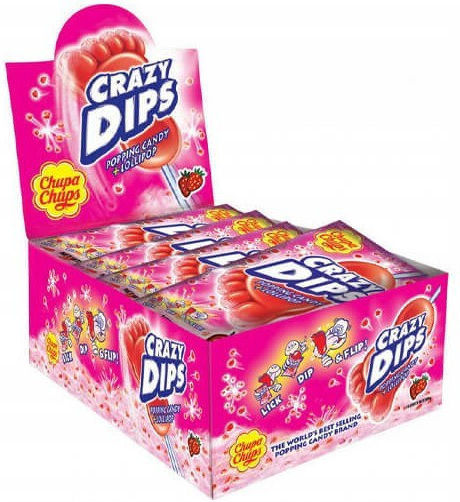 Chupa Chups 24 Lollipops Crazy Dips cu Aromă de Afine 1buc 14gr