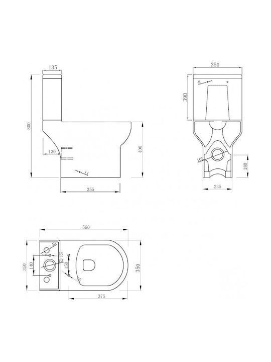 Inter Ceramic Λεκάνη Δαπέδου Rimless με Καζανάκι