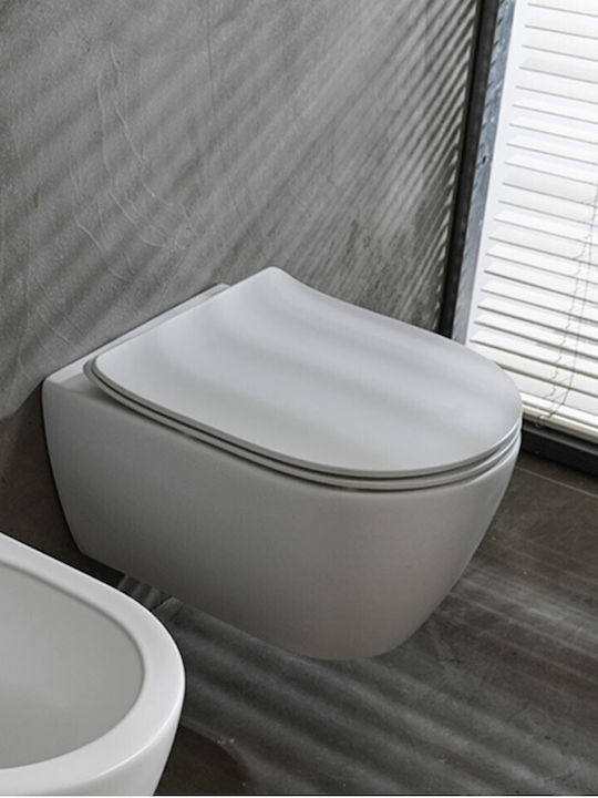 Scarabeo Moon Wandhängende Toilette Randlos mit Schlank Deckel Sanftes Schließen Weiß Matt
