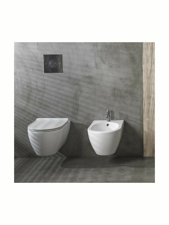 Scarabeo Moon Wandhängende Toilette Randlos mit Schlank Deckel Sanftes Schließen Weiß Matt