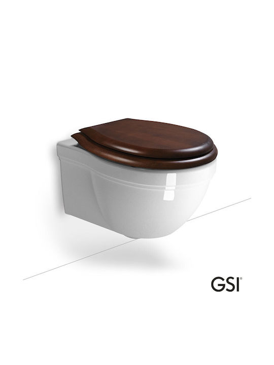 GSI Classic Λεκάνη Κρεμαστή με Κάλυμμα Soft Close Ξύλινο Κάλυμμα