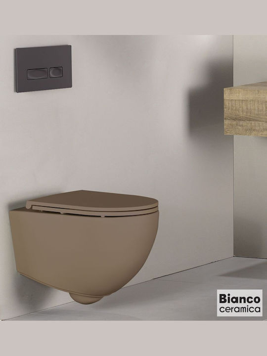 Bianco Ceramica Lenta Монтирана на стена тоалетна с Капак Софт Клоуз Taupe Matt