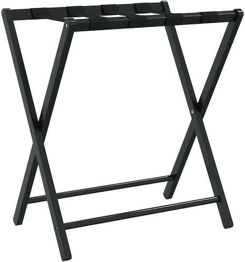 vidaXL Wooden Foldable Hotel Luggage Rack Black W68.5xD38xH58cm