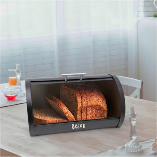 Brotkasten Metallisch Schwarz 38x28x18.5cm