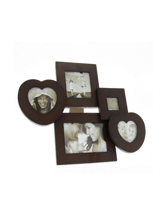 Procart Wall-mounted Multi Picture Frame 5 Pieces Wooden with Brown Frame