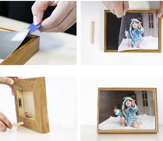 Wandmontage Fotorahmen aus Holz mit braunem Rahmen