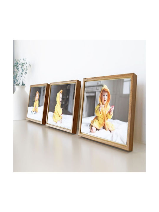 Wall-mounted Wooden Photo Frame with Brown Frame
