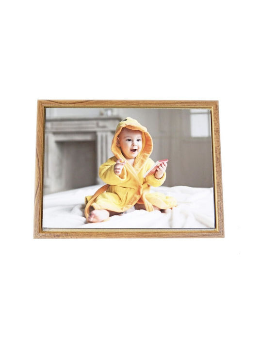 Wall-mounted Wooden Photo Frame with Brown Frame