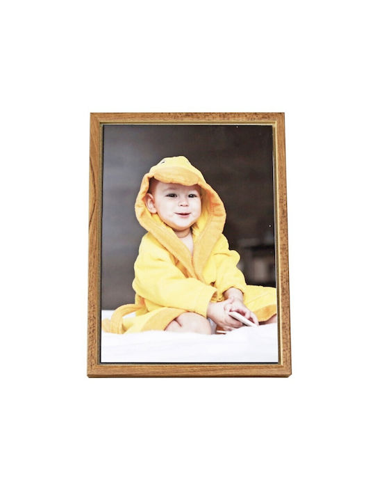 Wall-mounted Wooden Photo Frame with Brown Frame