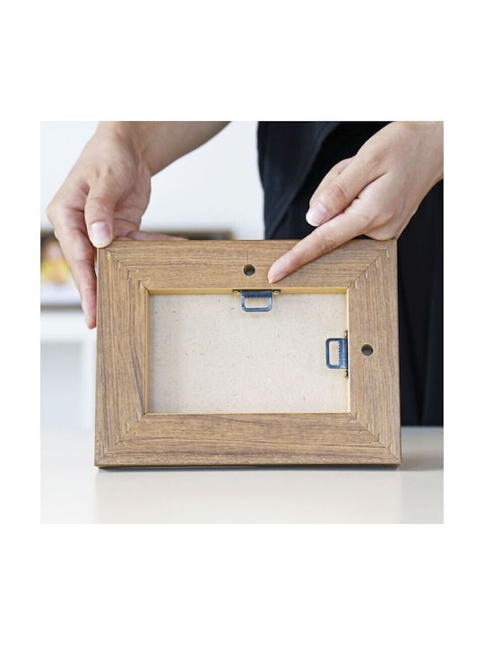 Wall-mounted Wooden Photo Frame with Brown Frame