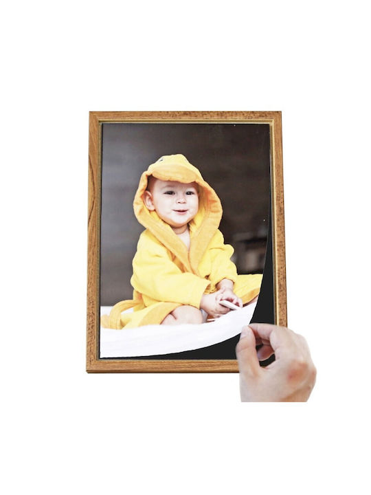 Wall-mounted Wooden Photo Frame with Brown Frame