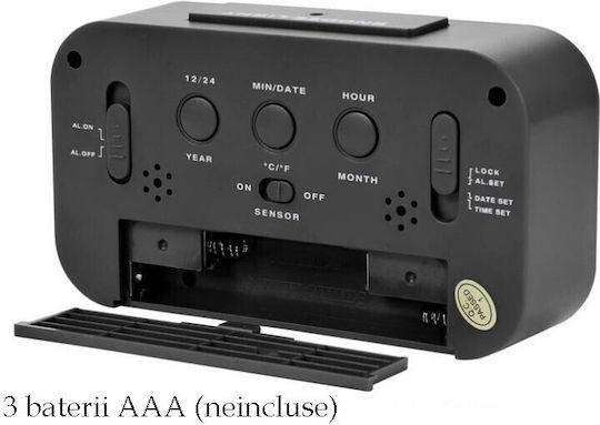 Επιτραπέζιο Ψηφιακό Ρολόι LED Πλαστικό με Ξυπνητήρι Διάφανο