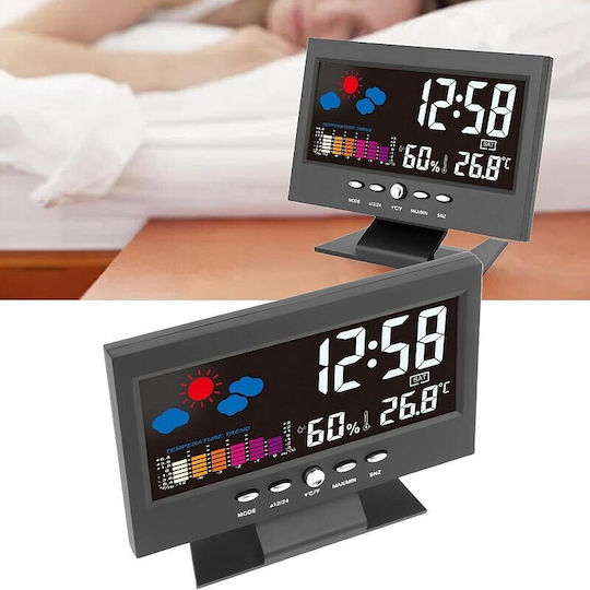 Ceas De Masă Digital Led Din Plastic Cu Ceas Deșteptător Negru