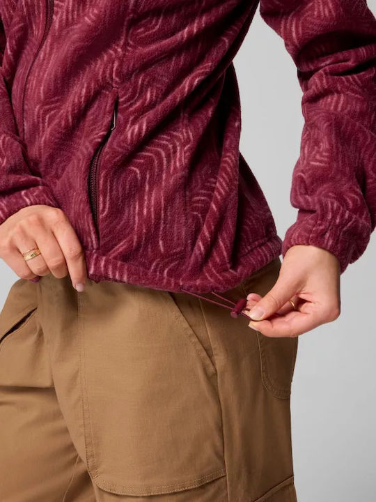 Benton Fleece Γυναικεία Ζακέτα με Φερμουάρ σε Μπορντό Χρώμα
