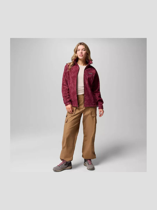 Benton Fleece Γυναικεία Ζακέτα με Φερμουάρ σε Μπορντό Χρώμα