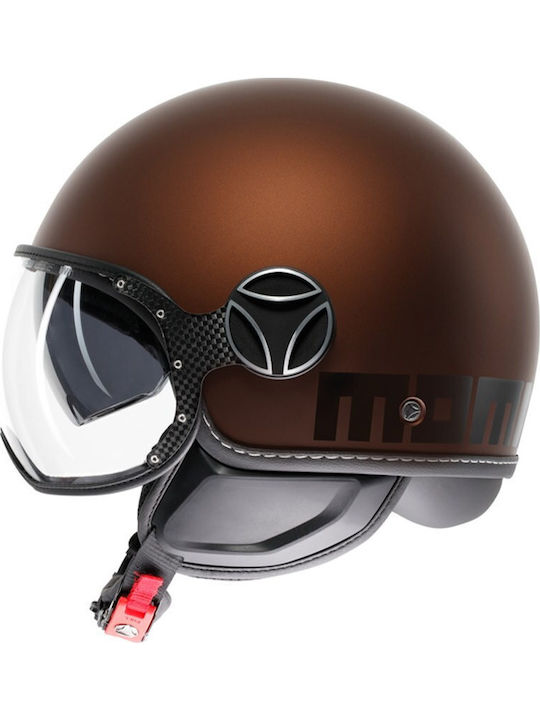 MomoDesign FGTR Evo Mono Matt Espresso / Black Κράνος Μηχανής Jet 1200gr με Sunvisor
