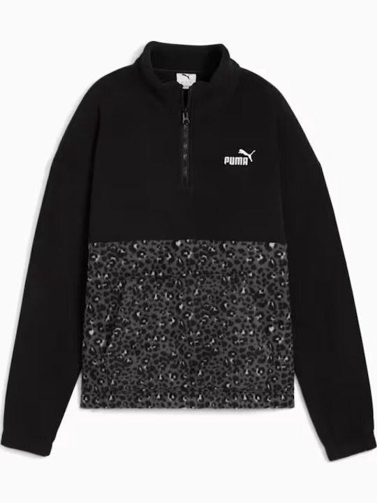 Bluze Damă de Iarna cu Fleece Mânecă Lungă cu Fermoar Negru