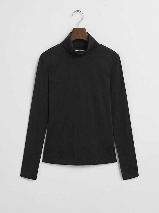 Damen Bluse Baumwolle Rollkragenpullover Black