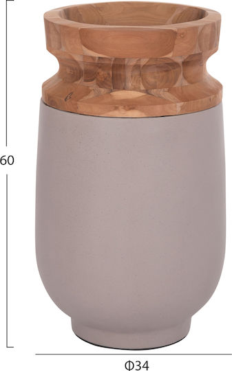 HomeMarkt Διακοσμητικό Βάζο Τσιμεντένιο Linter Καφέ Φ34xΥ60cm 2τμχ