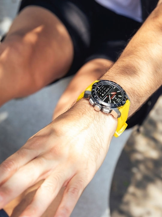 Festina Ceas Digital Pentru Bărbați 44mm Cu Baterie și Curea Din Cauciuc Galbenă